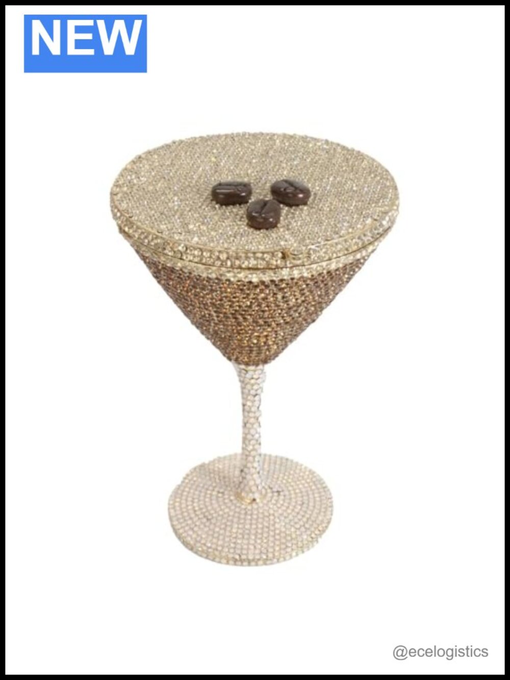 Rhinestone Goblet Clutch Evening Bag with Chain Strap for Weddings